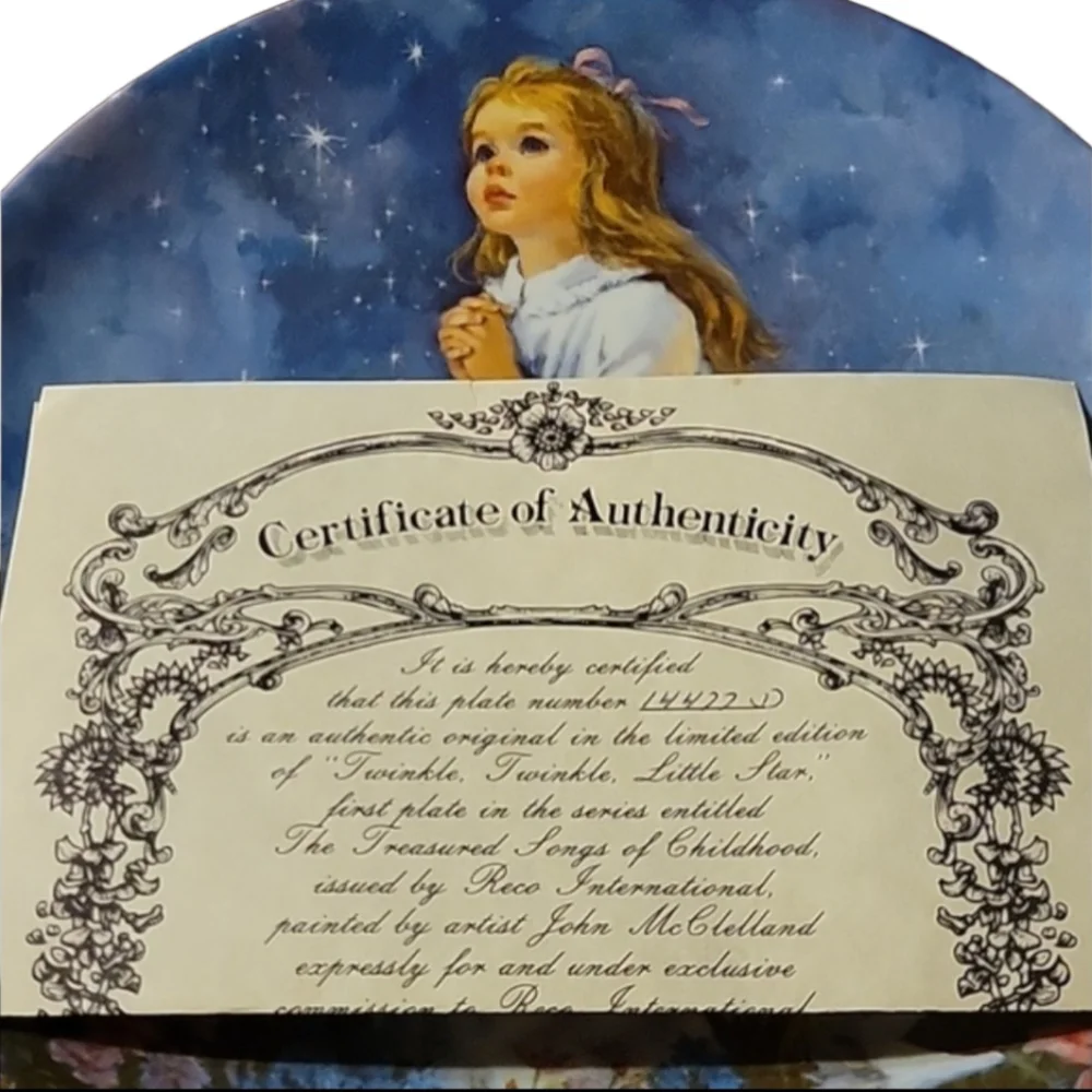 Vtg 87 Reco Intnl Twinkle Twinkle Little Star John McClellan 1st Issue Plate
